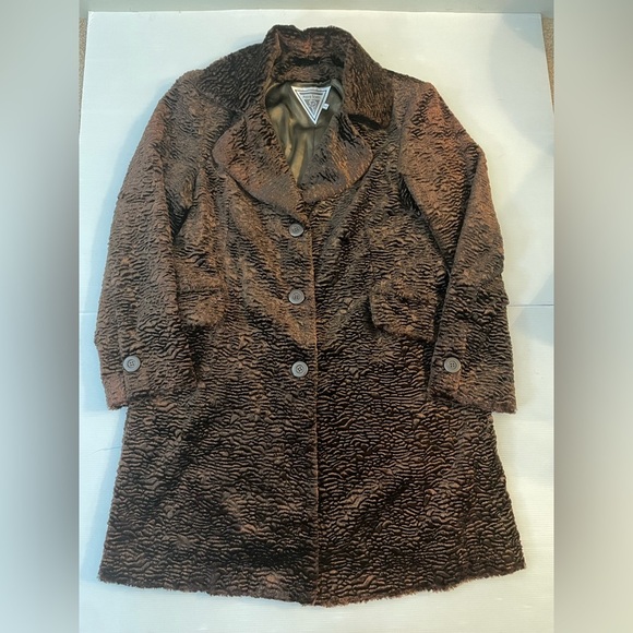 VTG Marvin Richard’s Mocha Brown Faux Fur Plush Mid Length Coat XL - Picture 1 of 12